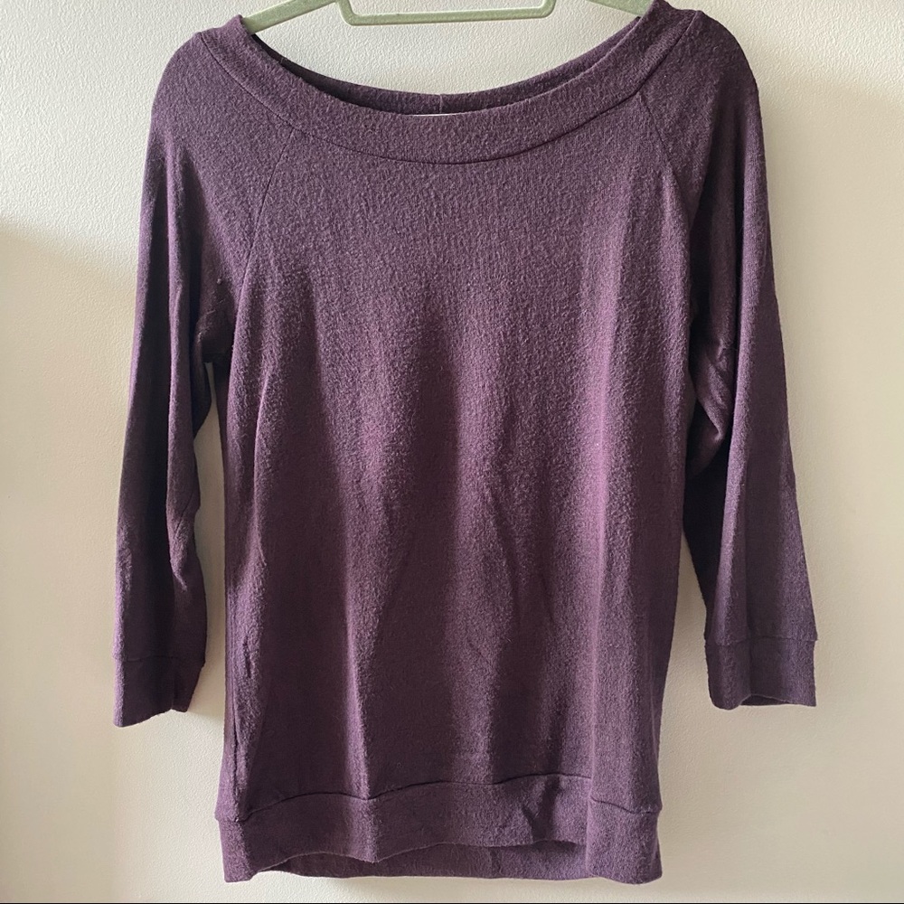 Purple sweater 3/4 sleeves- small Mix by 41 Hawthorne